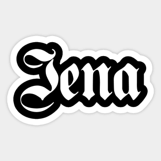 Jena written with gothic font Sticker